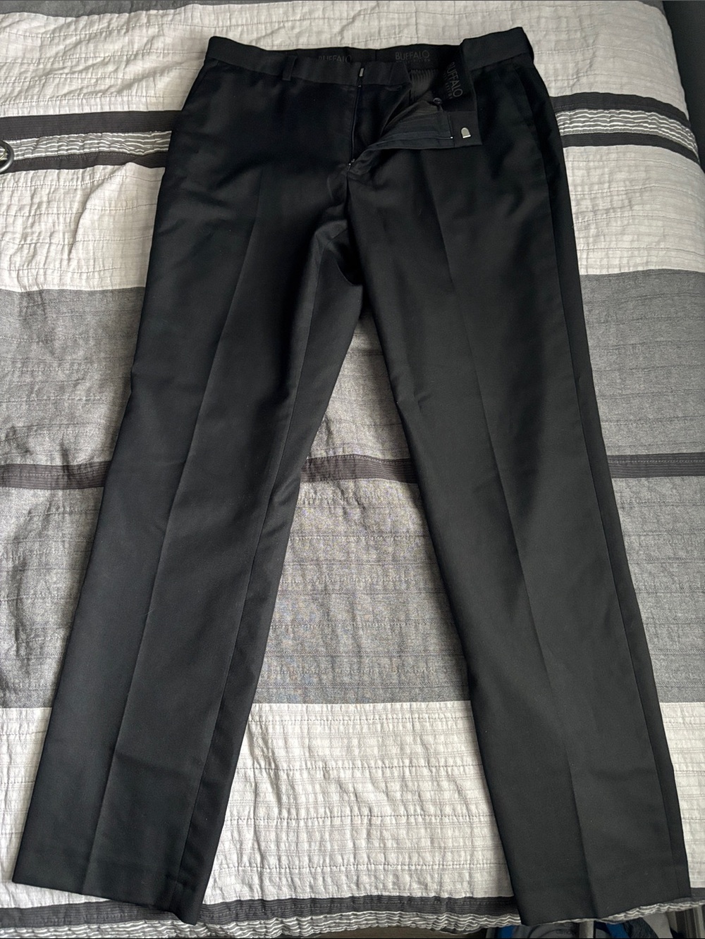 Buffalo David Bitton Black Men’s Flat-Front Dress Pants